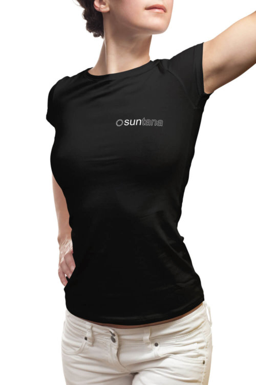 Ladies Crew Neck T-Shirt with Suntana Logo (Black)