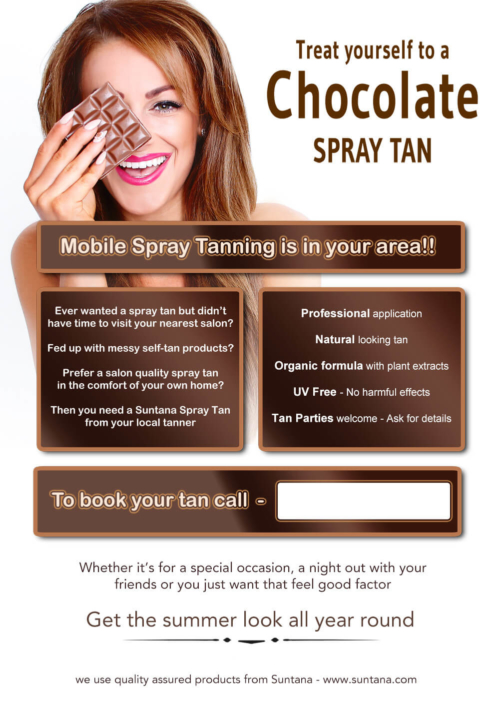 A5 Mobile Spray Tanning Leaflets - white/ brown